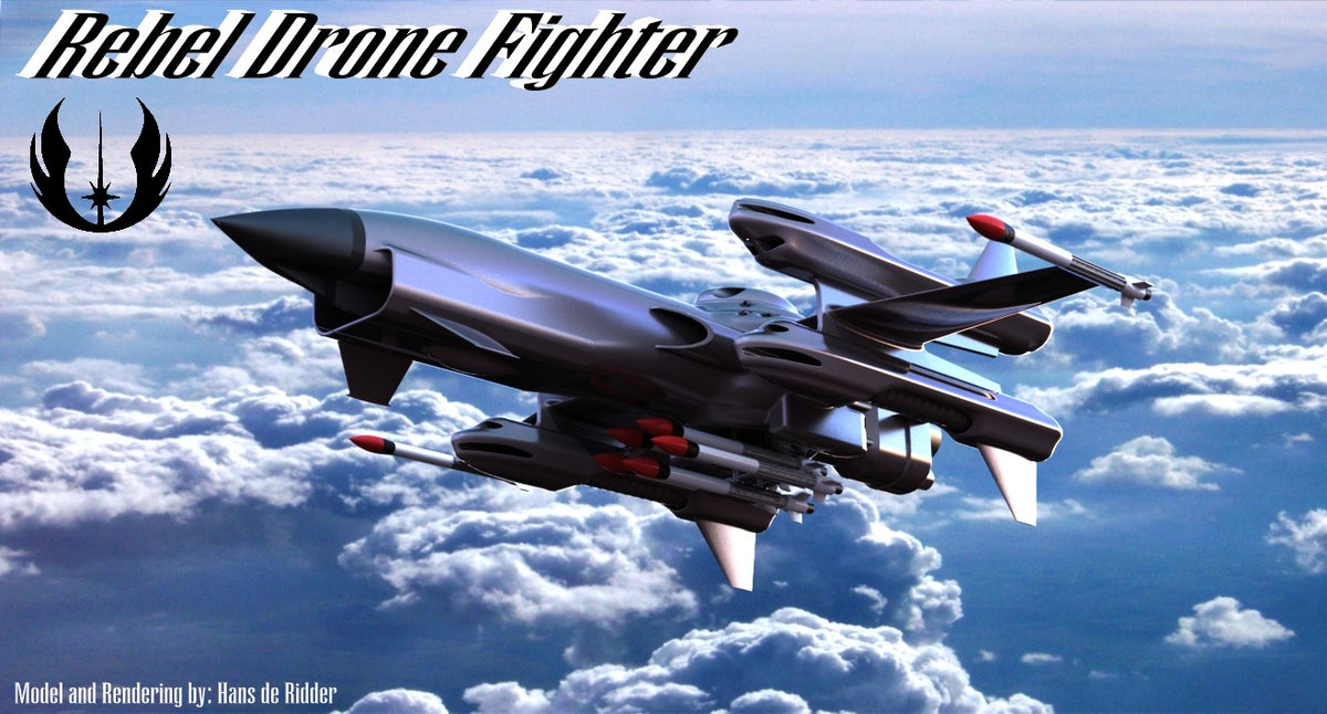 N348009 - Rebel Sci-Fi UAV Fighter Model 3D Drawings, Designed by Solidworks