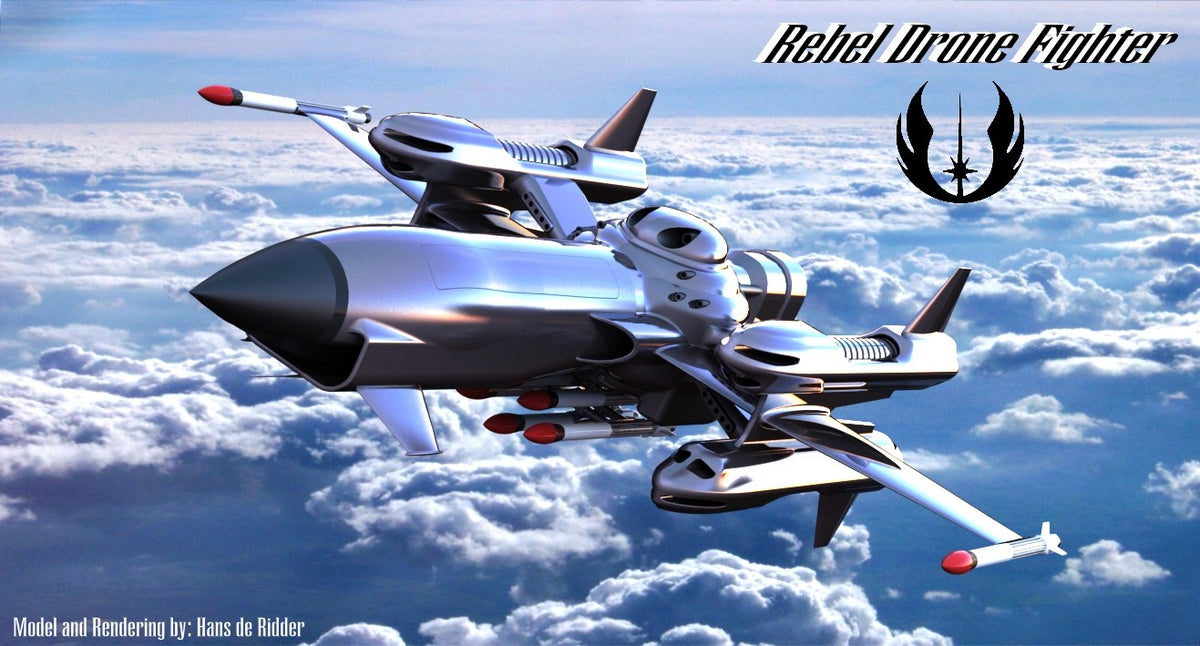 N348009 - Rebel Sci-Fi UAV Fighter Model 3D Drawings, Designed by Solidworks