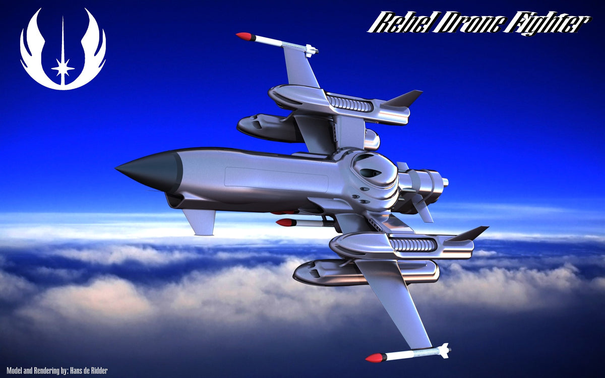 N348009 - Rebel Sci-Fi UAV Fighter Model 3D Drawings, Designed by Solidworks