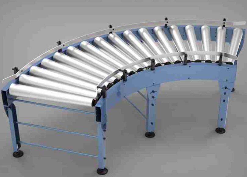 A1075. Poly-V Belt Curved Roller Conveyor