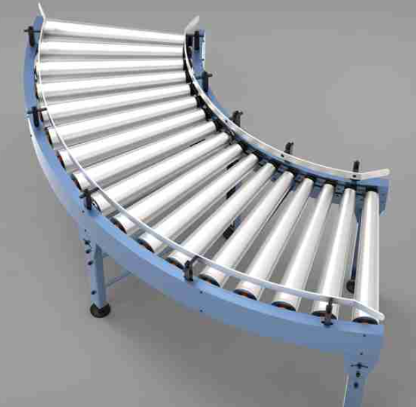 A1075. Poly-V Belt Curved Roller Conveyor
