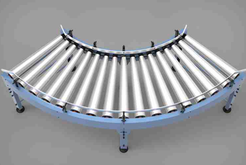 A1075. Poly-V Belt Curved Roller Conveyor