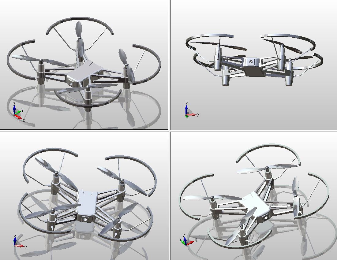 N348022 - Simplified Prototype Quadcopter UAV 3D Styling Drawings, STP Format