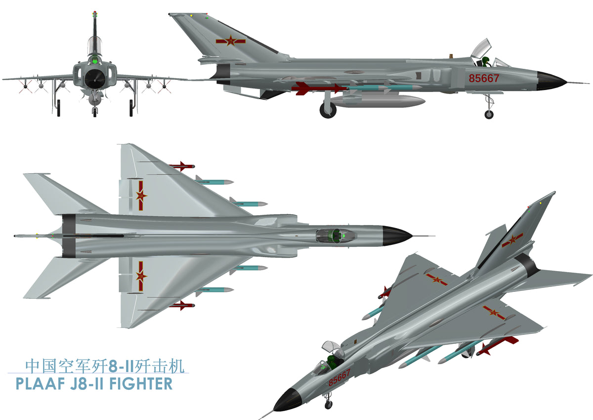 N349004 - Shenyang J-8 II Fighter Appearance Toy 3D Model Drawings, x_t Format
