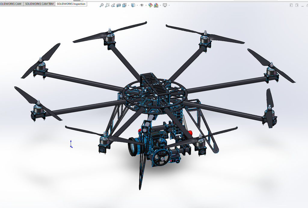 N348018 - Octocopter Aerial UAV 3D Model Drawings, Designed by SolidWorks, with STEP Format