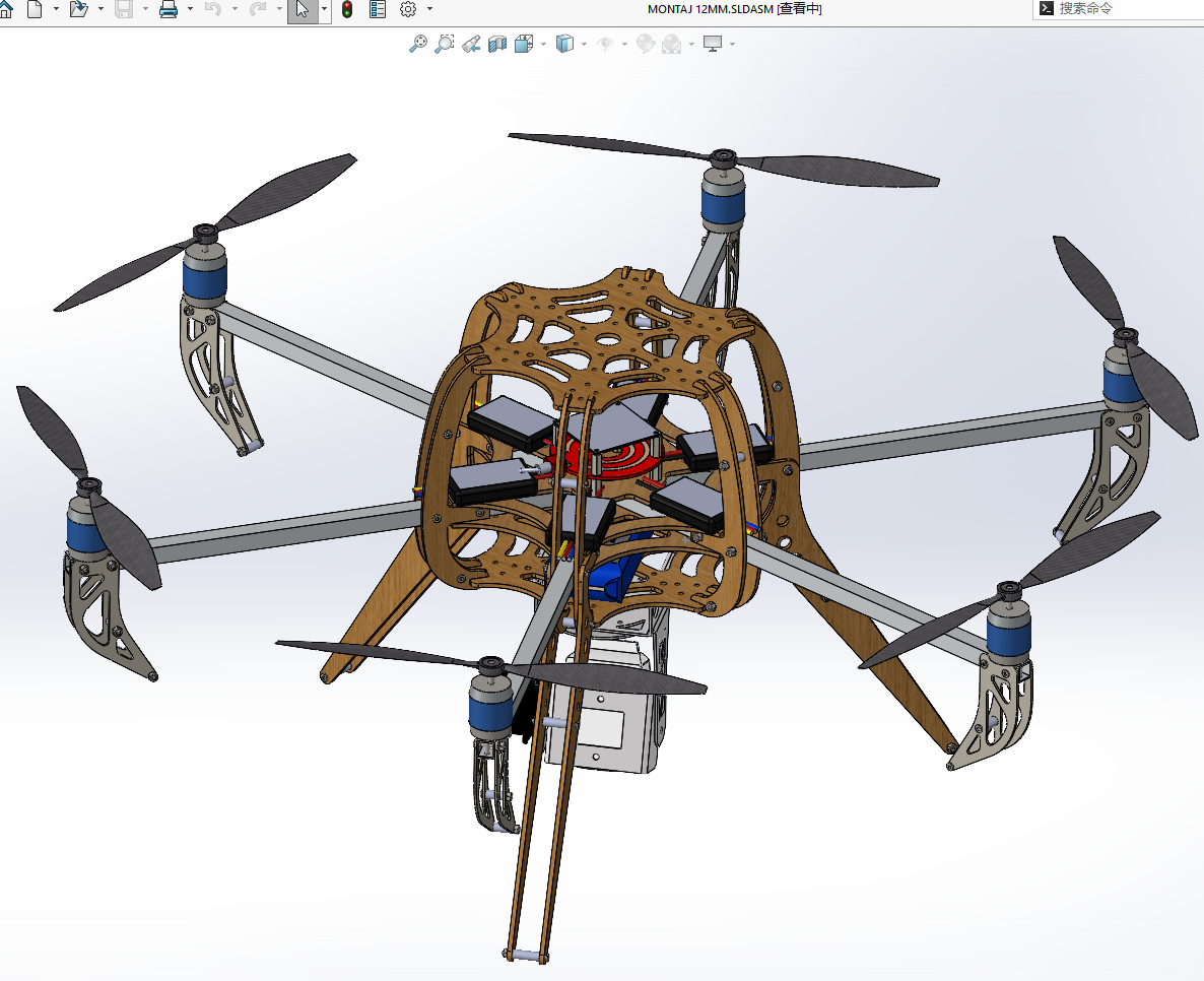N348019 - Hexacopter Aerial Drone Frame 3D Drawings, Designed by Solidworks