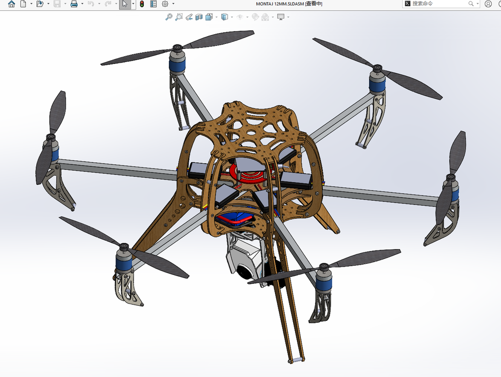 N348019 - Hexacopter Aerial Drone Frame 3D Drawings, Designed by Solidworks
