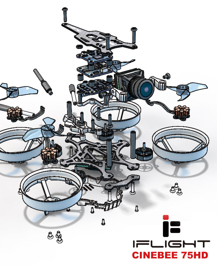 N348005 - IFLIGHT Cinebee 75HD Quadcopter UAV 3D Drawings, Designed by Solidworks