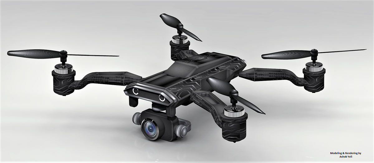 N348003 - Falcon Cam Quadcopter Aerial UAV Styling 3D Drawings, STP Format