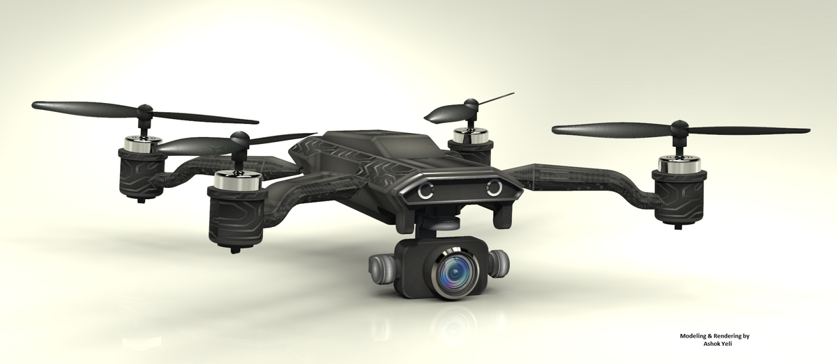 N348003 - Falcon Cam Quadcopter Aerial UAV Styling 3D Drawings, STP Format
